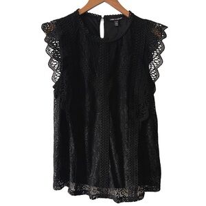 Cable & Gauge Black Ruffled Blouse Size X-Large